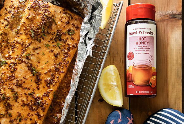 Honey mustard foil grilled salmon